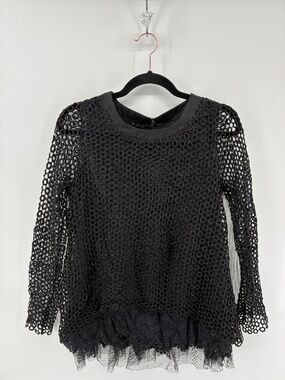 BNWT!!! Black Fishnet Long Sleeve Top with Layered Tulle Bottom